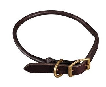 Leather Dog Collar Rolled Jeremy & Lord Large 1" X 23"