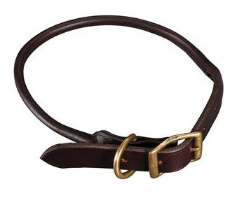 Leather Dog Collar Rolled Jeremy & Lord Medium 3/4" X 17"