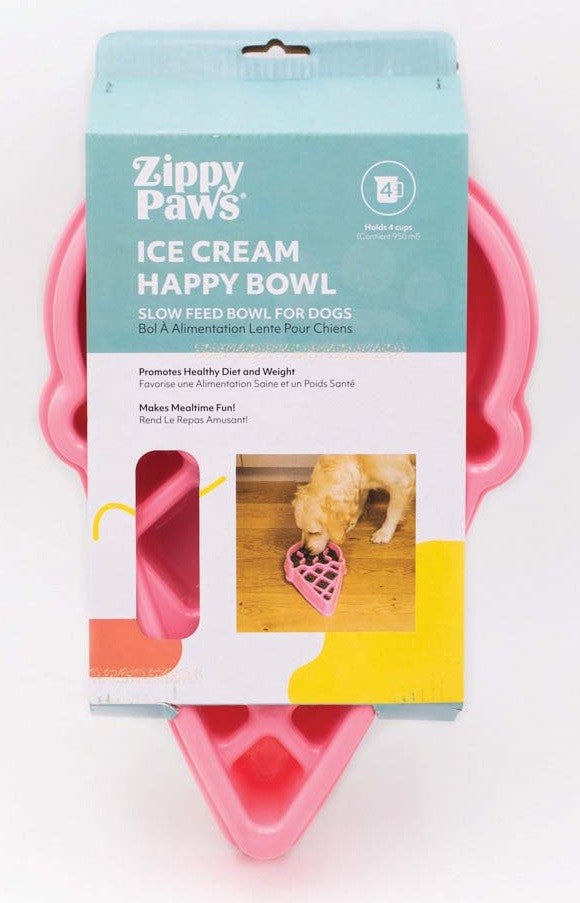 Bowl Zippy Paws Happy Slow Feeder Ice Cream 33cm X 22.5cm X 5.5cm