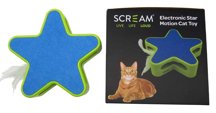 Cat Toy Scream Electronic Star Motion 19cm X 5cm Green & Blue
