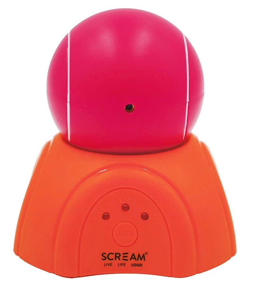 Cat Toy Scream 360 Laser Light Ball & Stand 9cm Pink & Orange