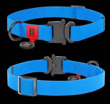 Waudog Waterproof Dog Collar With Qr Passport Blue [:l23cm To 35cm]