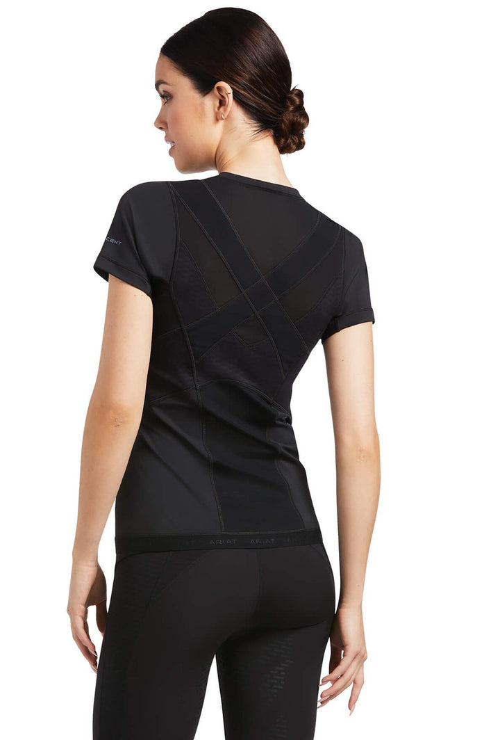 Baselayer Ariat Ascent Short Sleeve Black Ladies [:extra Small]