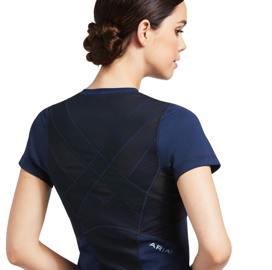 Baselayer Ariat Ascent Short Sleeve Navy Ladies [:extra Small]