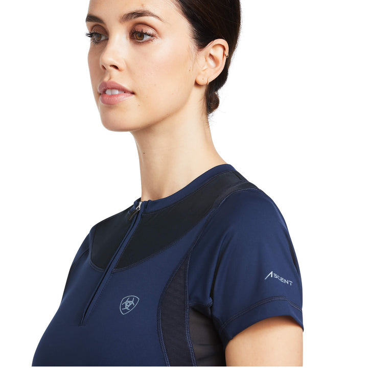 Baselayer Ariat Ascent Short Sleeve Navy Ladies [:extra Small]