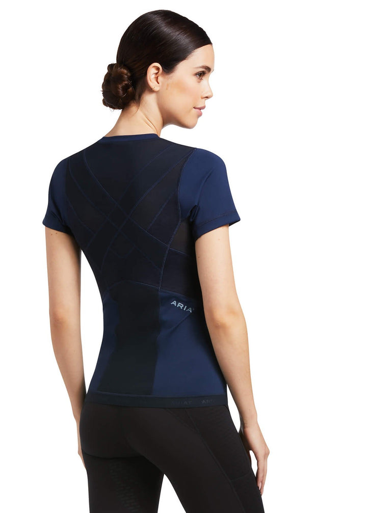 Baselayer Ariat Ascent Short Sleeve Navy Ladies [:extra Small]