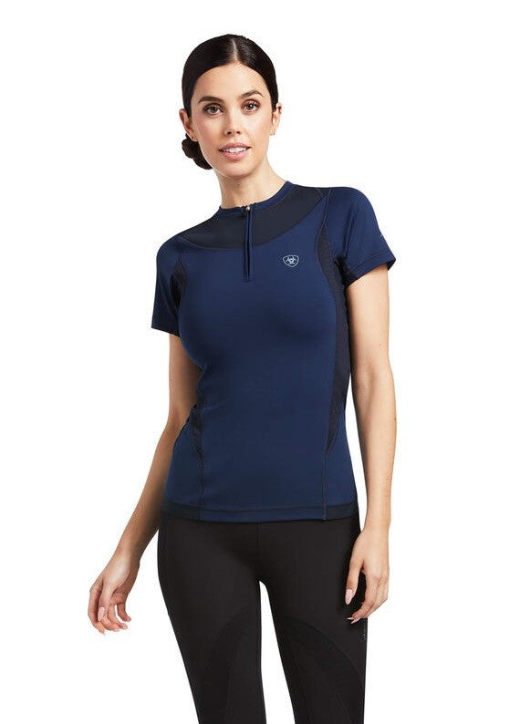 Baselayer Ariat Ascent Short Sleeve Navy Ladies [:extra Small]