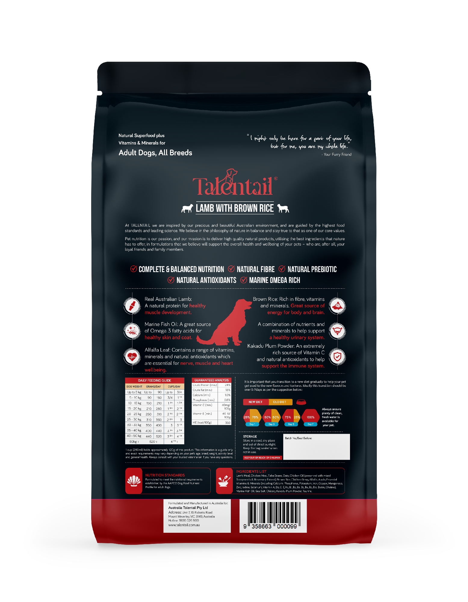 Talentail Dog Food Lamb & Brown Rice 3.5kg