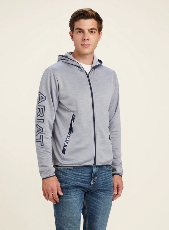 Hoodie Ariat Byron Full Zip Sp22 Heather Grey Mens [:xl]