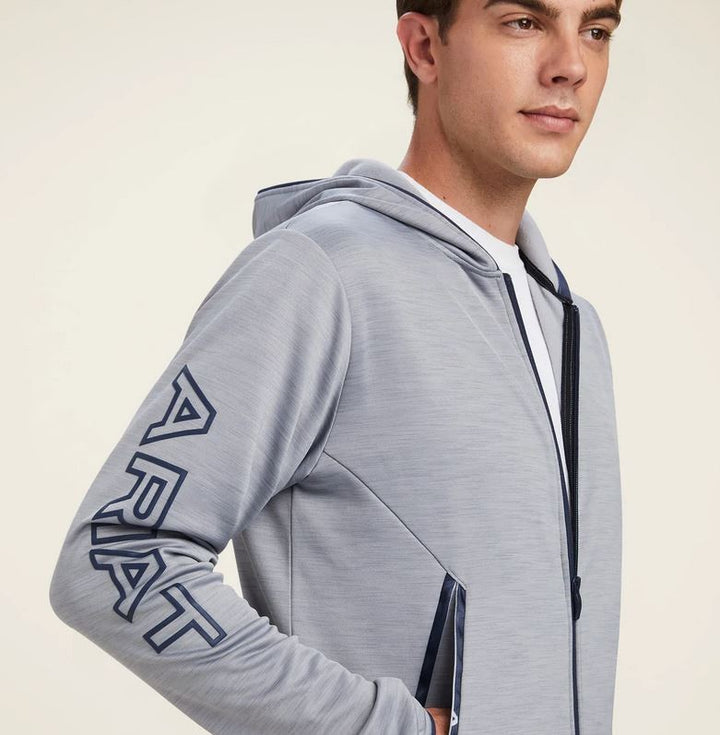 Hoodie Ariat Byron Full Zip Sp22 Heather Grey Mens [:xl]
