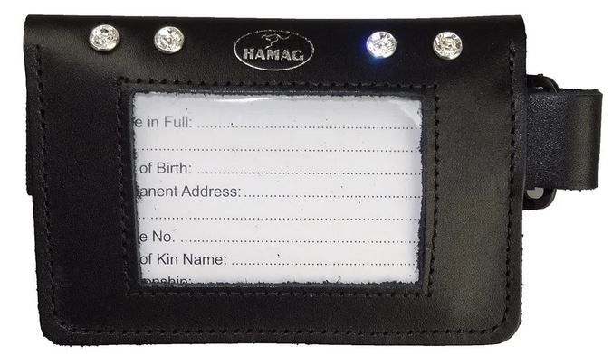 Medical Armband Hamag Leather With Swarovski Crystals Black