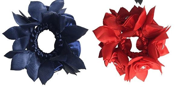 Hair Scrunchie Hamag Rose Petal With Crystals [:blue]