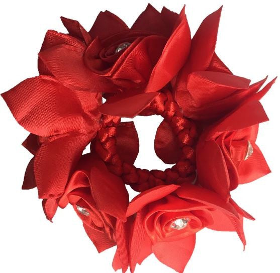 Hair Scrunchie Hamag Rose Petal With Crystals [:blue]