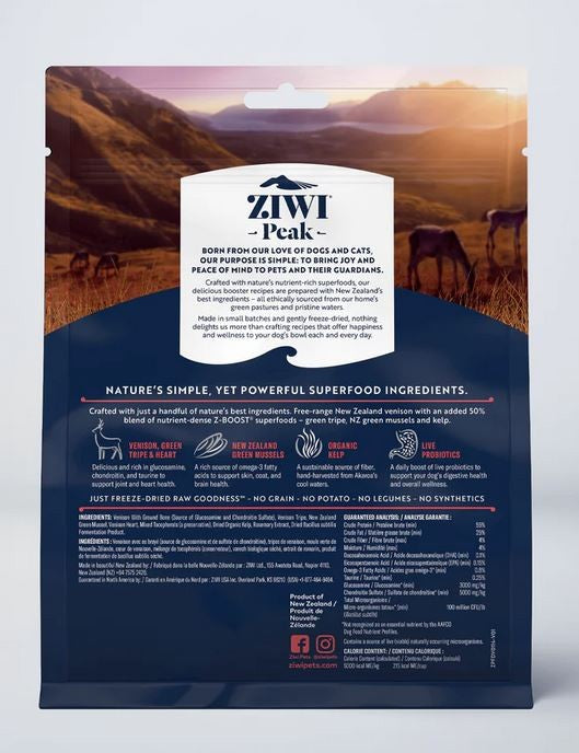 Ziwi Peak Freeze Dried Dog Superboost Venison 114gm