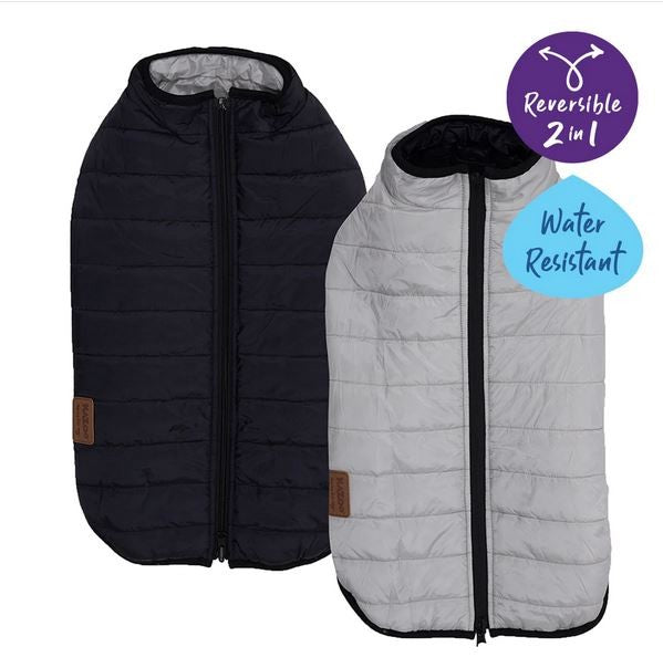 Kazoo Dog Rug Reversible Puffer Black & Silver [:27cm]