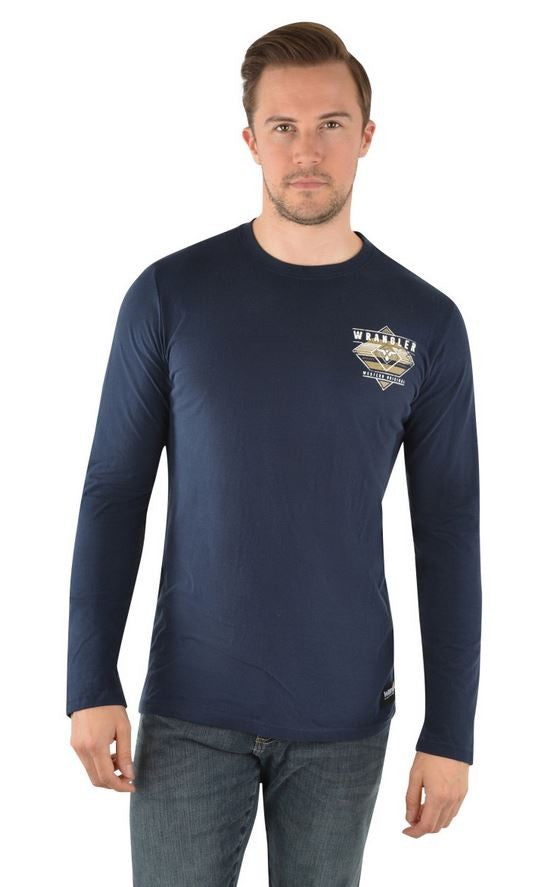 Tee Shirt Wrangler Richards Long Sleeve W23 Navy Mens [:medium]
