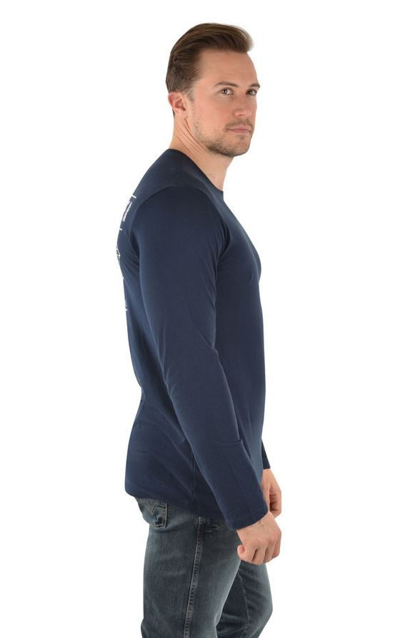 Tee Shirt Wrangler Richards Long Sleeve W23 Navy Mens [:medium]