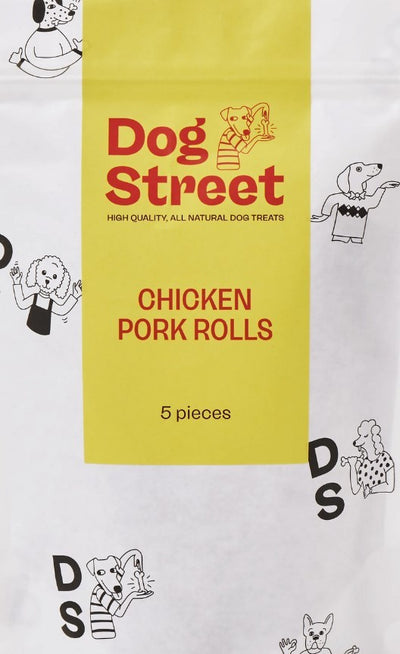 Dog Street Chicken Pork Rolls Pack Of 5-Dog Street-Ascot Saddlery