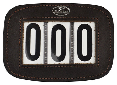 Hamag Number Holder Bridle Leather 3 Digit Pair Mahogany Brown-Hamag-Ascot Saddlery