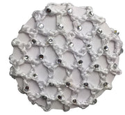 Hair Net Hamag Crocheted Hair Bun Net With Diamantes White