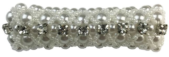 Hair Scrunchie Hamag Pearl With Beads & Crystals Medium