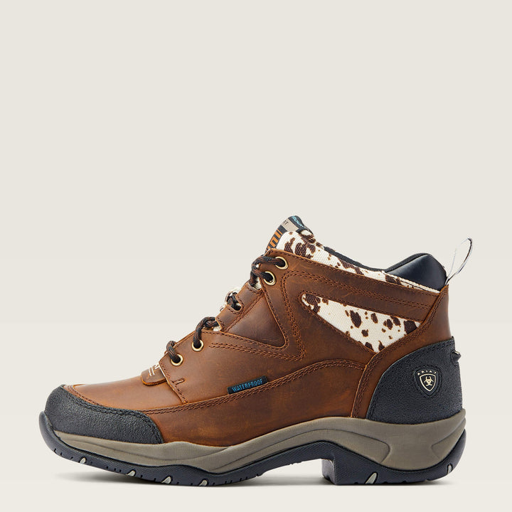 Boots Casual Ariat Terrain H20 Distressed Brown & Speckled Cow Print W23 Ladies [:7.0]