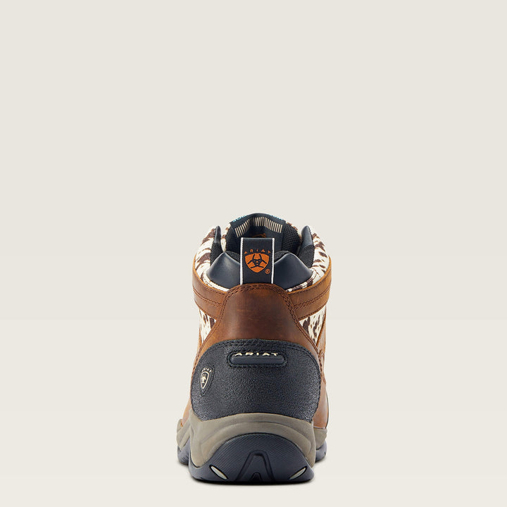 Boots Casual Ariat Terrain H20 Distressed Brown & Speckled Cow Print W23 Ladies [:7.0]