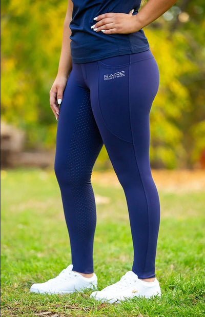 Tights Bare Equestrian Thermo Fit Winter Performance Riding Navy Youth-Bare Equestrian-Ascot Saddlery