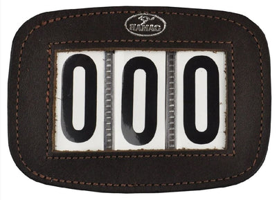 Hamag Number Holder Bridle Leather 3 Digit Pony Pair Mahogany Brown-Hamag-Ascot Saddlery