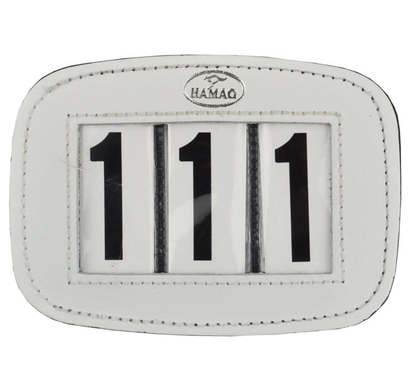 Hamag Number Holder Bridle Leather 3 Digit Pair White