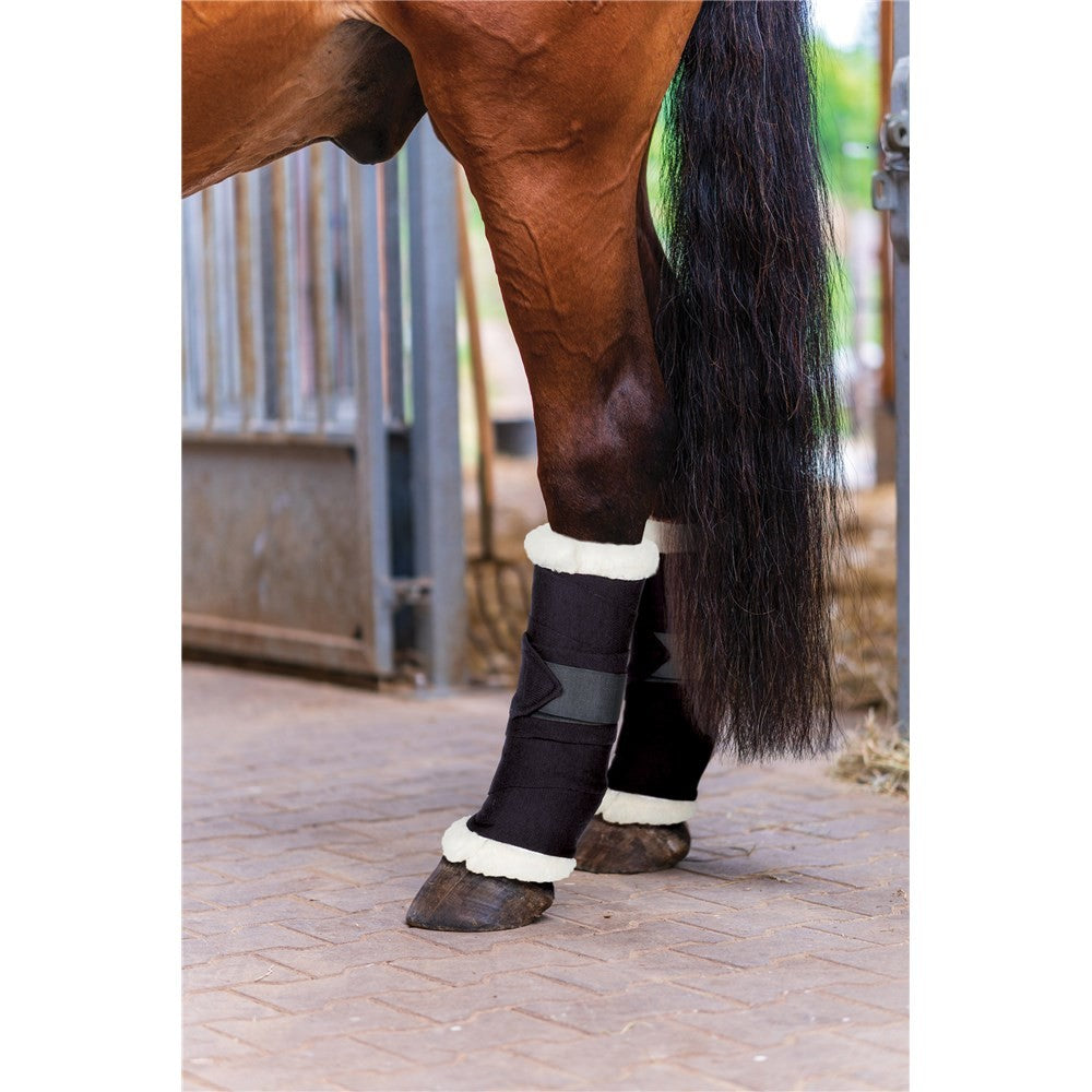 Bandage Pads Faux Sheepskin Trim Pair Showmaster Black