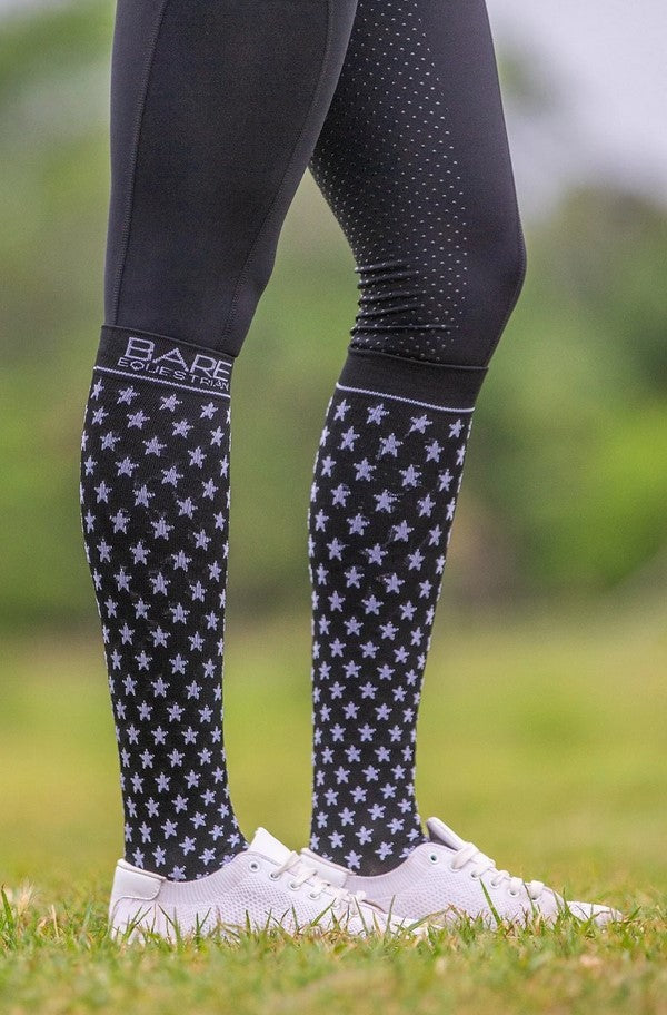 Socks Bare Equestrian Compression Star Black