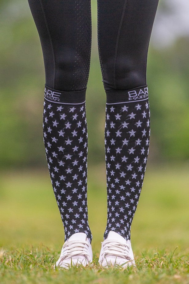Socks Bare Equestrian Compression Star Black
