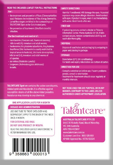 Talentcare Spot On Cat Over 4kg 3 Pack