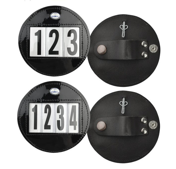 Hamag Number Holder Bridle Round Patent Leather 3 Digit Pair Black
