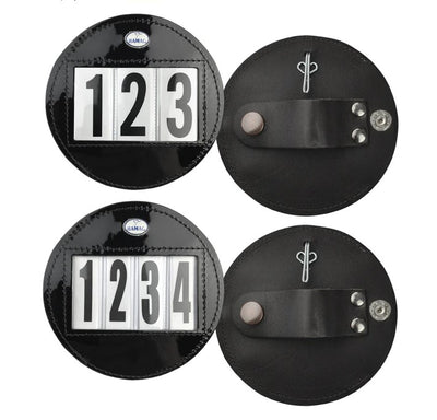 Hamag Number Holder Bridle Round Patent Leather 3 Digit Pair Black-Ascot Saddlery-Ascot Saddlery