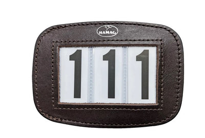 Hamag Number Holder Saddlecloth Leather 3 Digit Pair Mahogany Brown-Ascot Saddlery-Ascot Saddlery