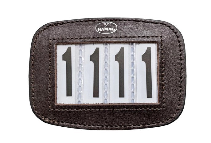 Hamag Number Holder Saddlecloth Leather 4 Digit Pair Mahogany Brown-Ascot Saddlery-Ascot Saddlery