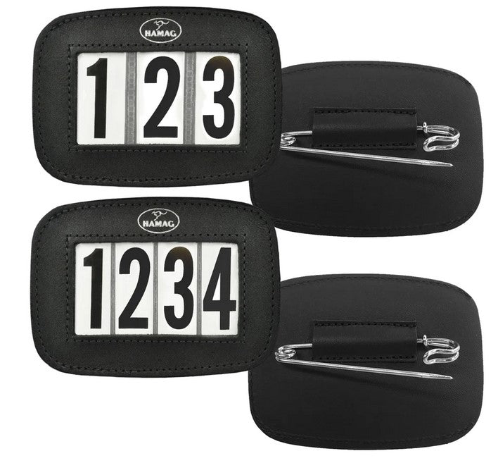 Hamag Number Holder Saddlecloth Leather 4 Digit Pair White