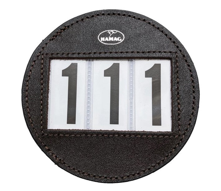 Hamag Number Holder Saddlecloth Round Leather 3 Digit Pair Black-Ascot Saddlery-Ascot Saddlery