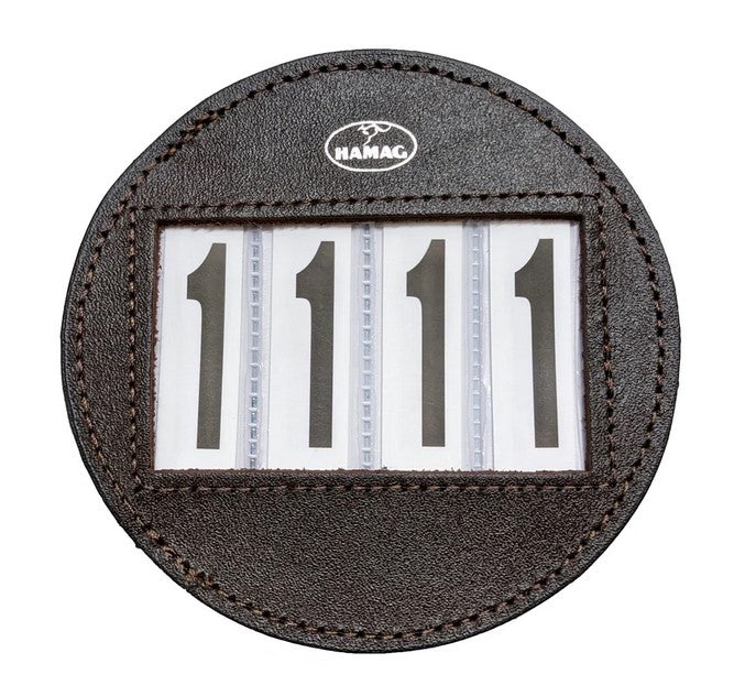 Hamag Number Holder Saddlecloth Round Leather 4 Digit Pair Black-Ascot Saddlery-Ascot Saddlery