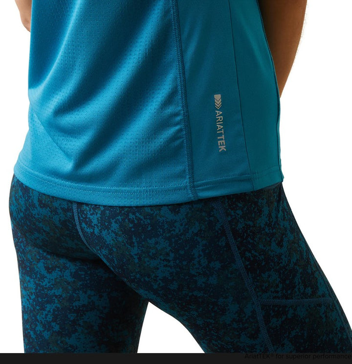 Polo Top Ariat Bandera 1/4 Zip Short Sleeve S23 Mosaic Blue Ladies [:small]