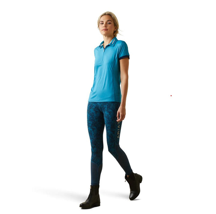Polo Top Ariat Bandera 1/4 Zip Short Sleeve S23 Mosaic Blue Ladies [:small]