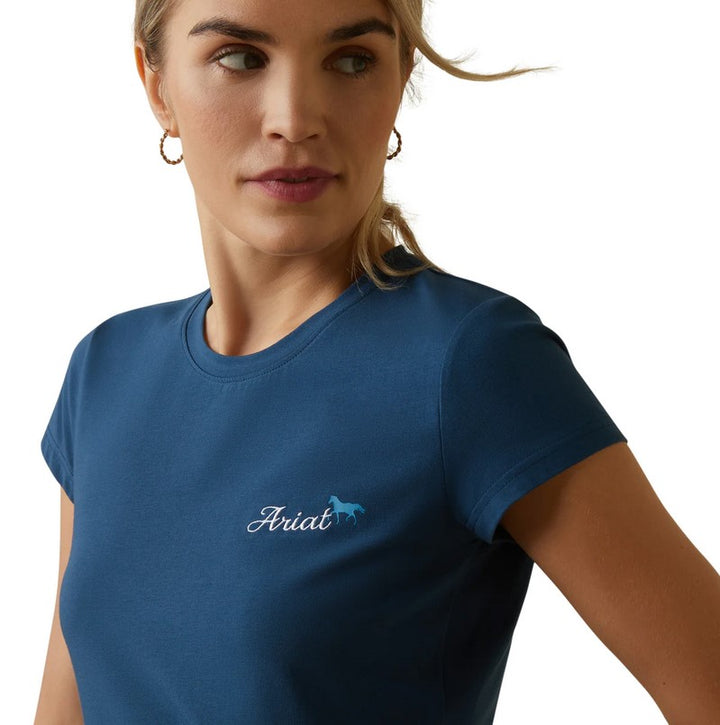 Tee Shirt Ariat Logo Script Short Sleeve S23 Deep Petroleum Ladies [:small]