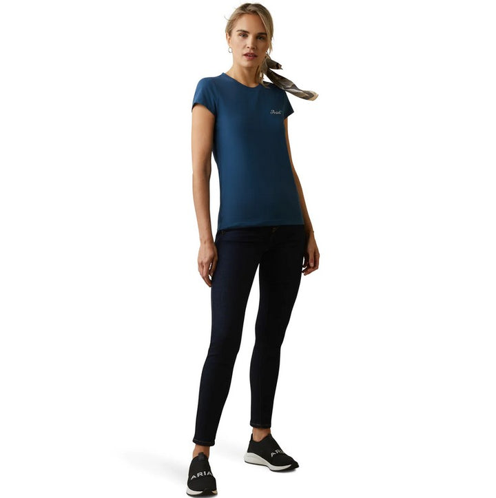 Tee Shirt Ariat Logo Script Short Sleeve S23 Deep Petroleum Ladies [:small]