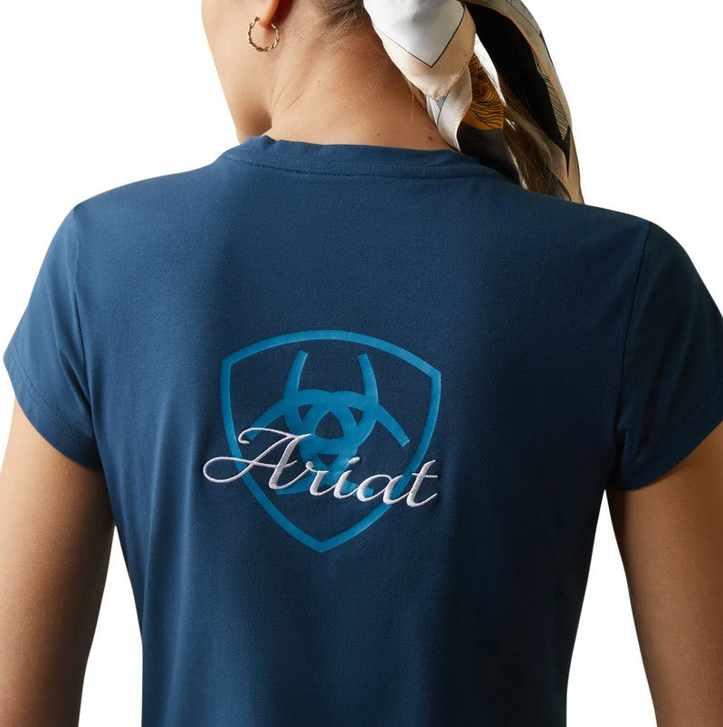 Tee Shirt Ariat Logo Script Short Sleeve S23 Deep Petroleum Ladies [:small]