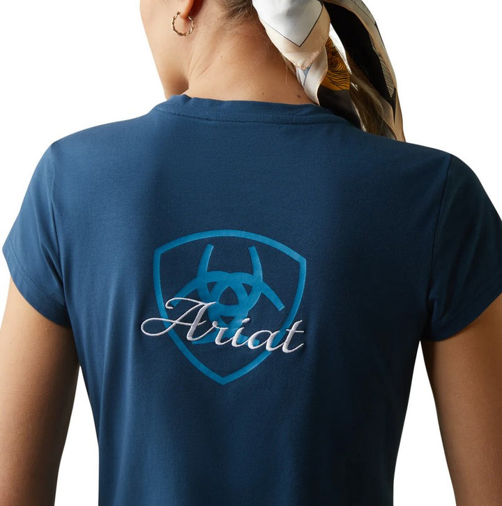 Tee Shirt Ariat Logo Script Short Sleeve S23 Deep Petroleum Ladies [:small]
