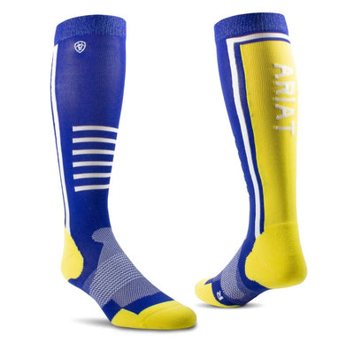 Socks Ariat Ariattek Slimline Performance S23 Uni Surf The Web & Primrose Yellow-Ascot Saddlery-Ascot Saddlery