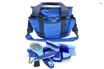 Grooming Kit Eurohunter Soft Touch Bag & Brushes Blue-Ascot Saddlery-Ascot Saddlery