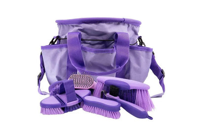 Grooming Kit Eurohunter Soft Touch Bag & Brushes Purple-Ascot Saddlery-Ascot Saddlery